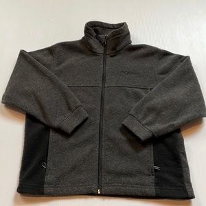 Columbia mock neck full zip fleece jacket, gray and black, kids size small